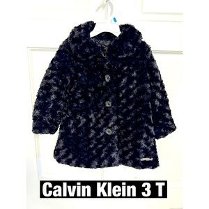 Calvin Klein‎ Black Faux Fur Coat 3 Toddler New no tags